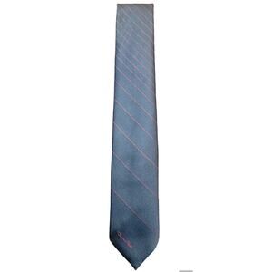 Oscar De La Renta Men’s Blue/Red Pinstripe Tie 52×3″ • Poly‑Silk Blend • EUC
